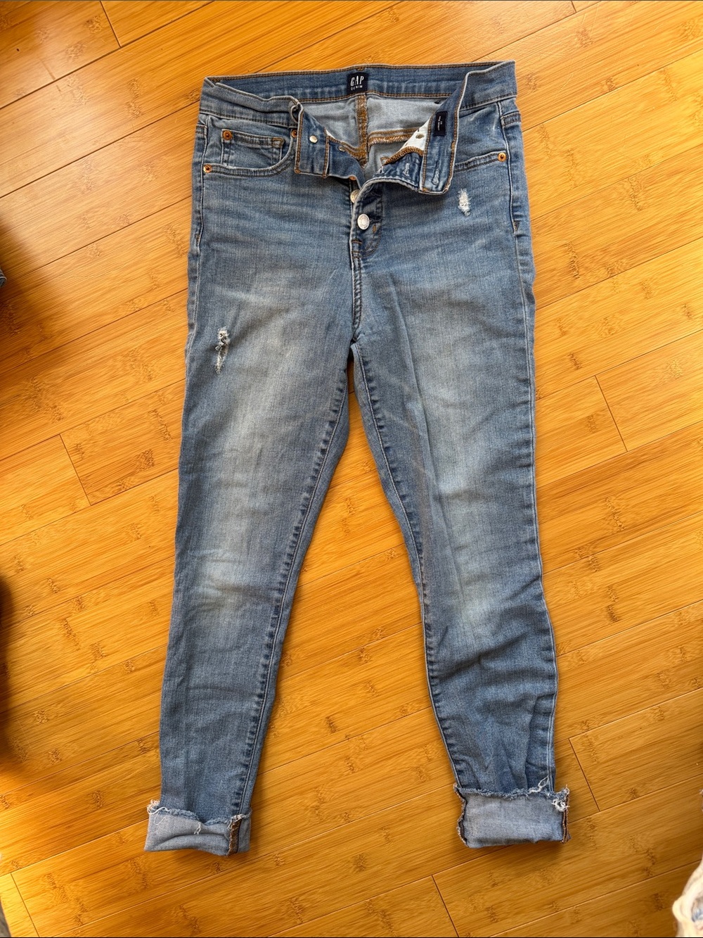 GAP Women's Light Blue Boyfriend Jeans with Rolled Hems